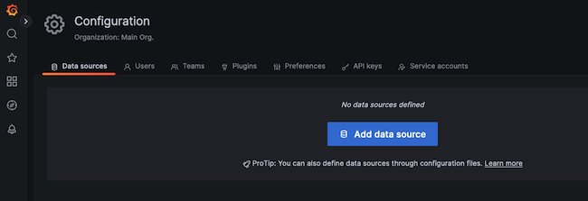 Add a Grafana Data Source Button