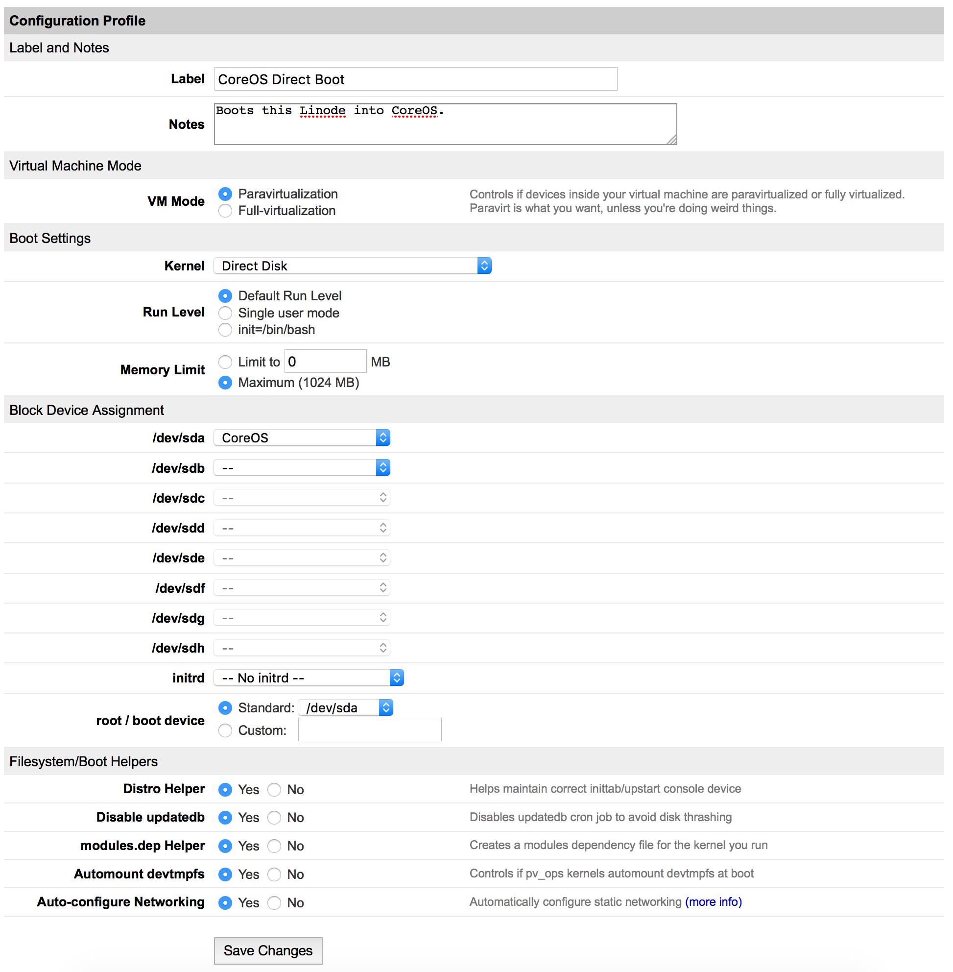 Configuration profile