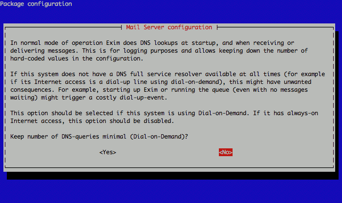 Exim DNS queries configuration on Debian 5.