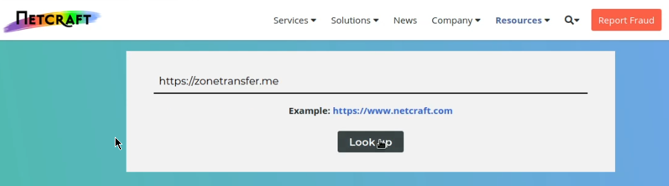 Netcraft lookup form