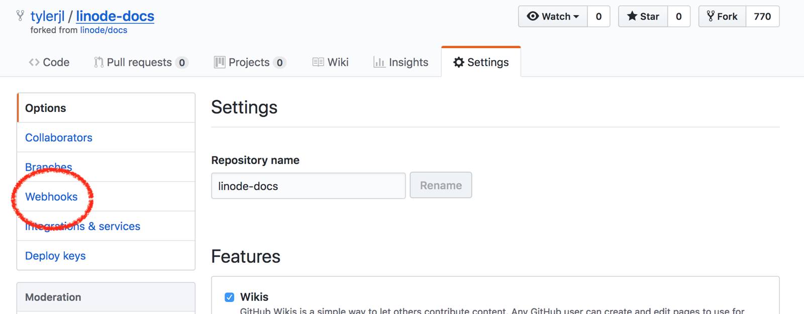 GitHub Webhook Settings